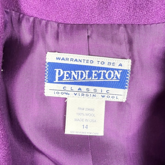 Vintage Pendleton Skirt Suit Set Womens 16 Purple Wool Lined 2 Piece USA 90s - Picture 6 of 16